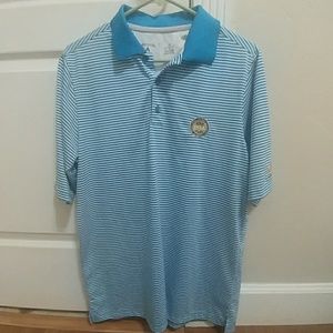 Antigua Golf Polo Shirt M Blue & White Stripe